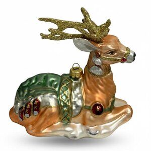 Vintage Fitz & Floyd Gregorian Reindeer Glass Christmas Ornament